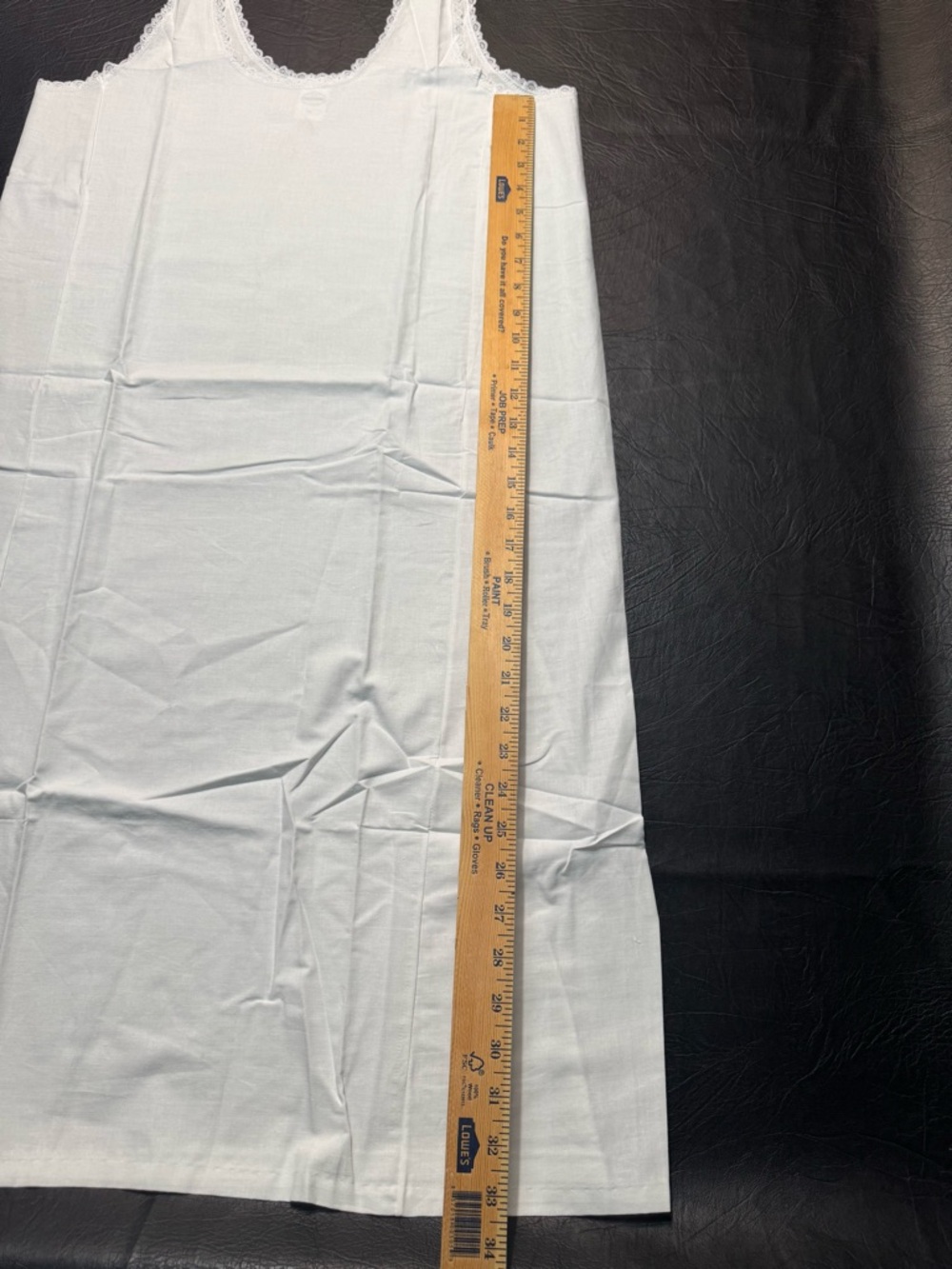 Vintage Velrose White Cotton Slip Dress Lace Trim Made in USA Size 36 Nightgown